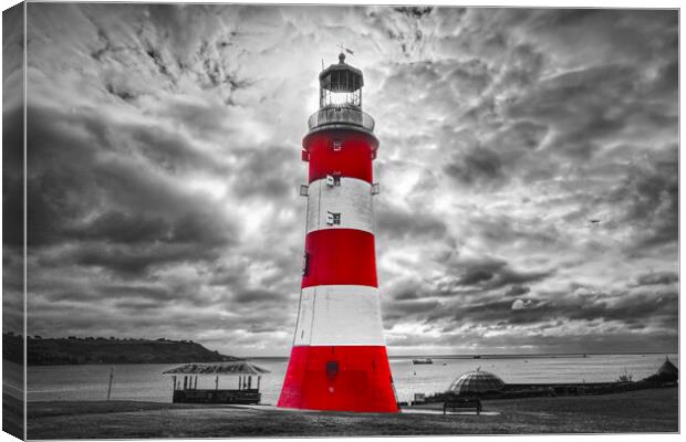Smeatons Tower on Plymouth Hoe Canvas Print by Alison Chambers