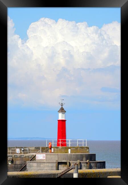 Watchet Harbour Lighthouse  Framed Print by Alison Chambers