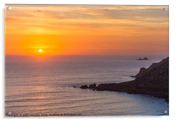 North Cornwall Coast Sunset Acrylic by Keith Douglas