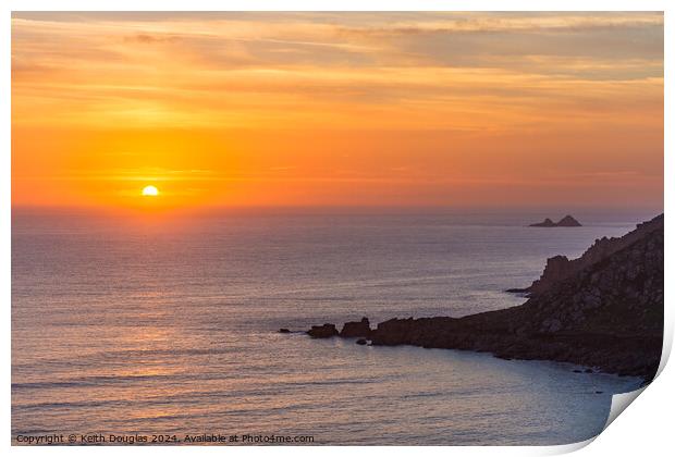 North Cornwall Coast Sunset Print by Keith Douglas