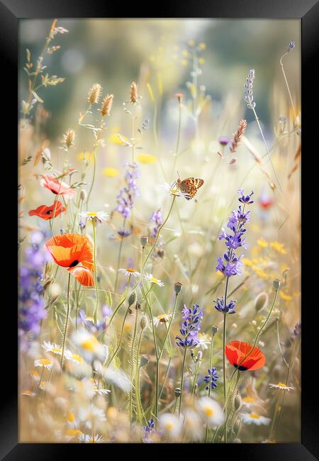 Flower Meadow Butterfly Framed Print by T2 