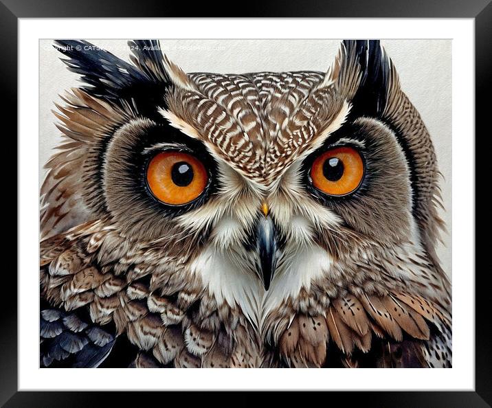 POSH EAGLE OWL Framed Mounted Print by CATSPAWS 