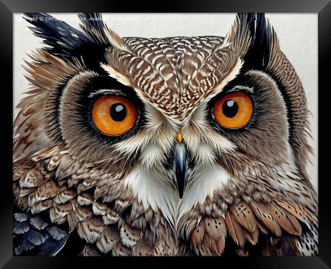 POSH EAGLE OWL Framed Print by CATSPAWS 