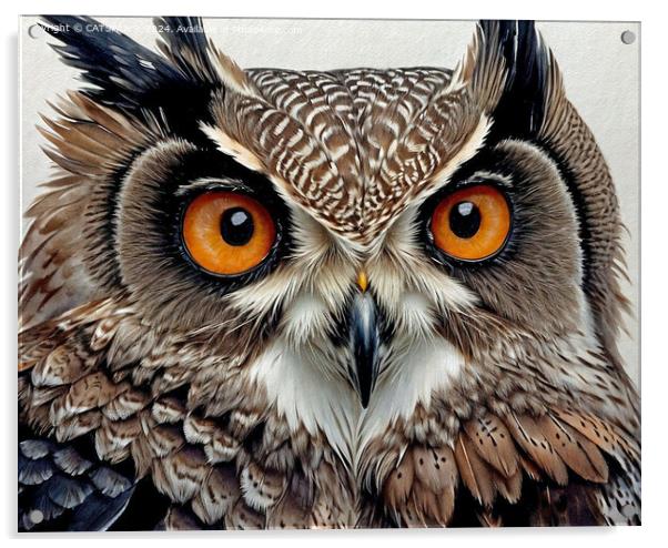 POSH EAGLE OWL Acrylic by CATSPAWS 