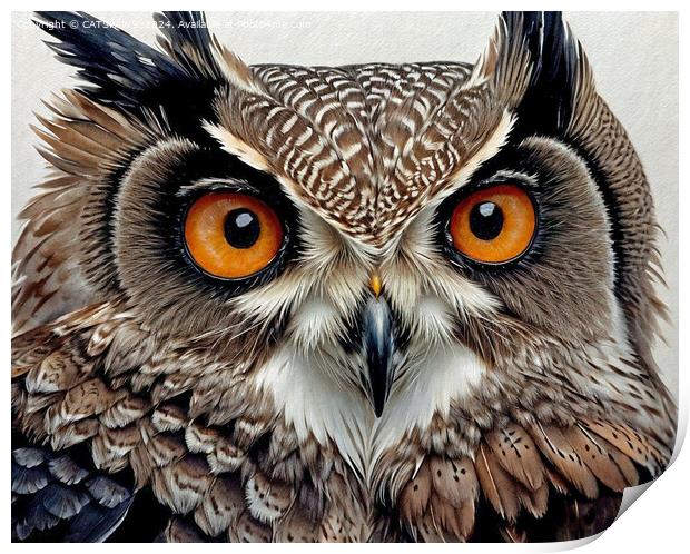 POSH EAGLE OWL Print by CATSPAWS 