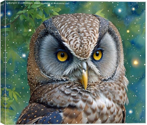 POSH GREY OWL Canvas Print by CATSPAWS 