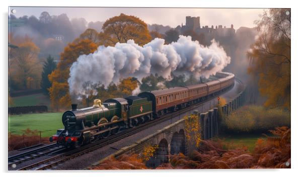 Steam Train Art Acrylic by T2 
