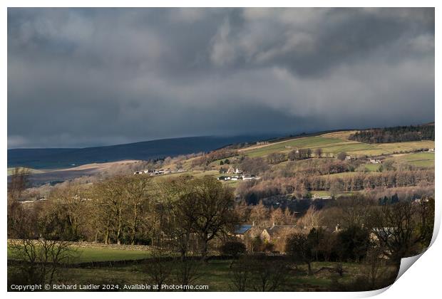 Winter Sun on Middle Side, Teesdale Print by Richard Laidler