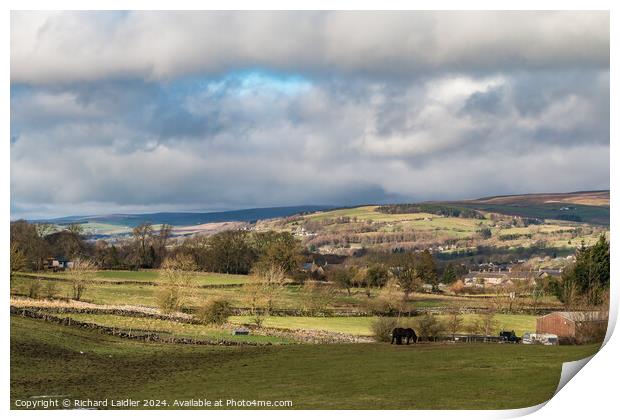 Winter Sunshine on Middleton and Mickleton, Teesdale Print by Richard Laidler