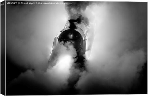 Steam Train at Night Canvas Print by Stuart Wyatt