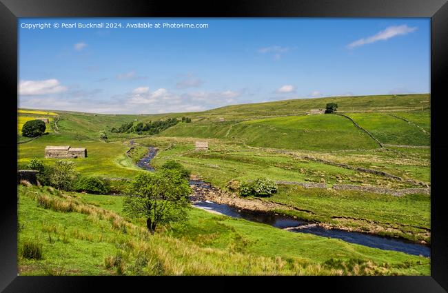 English Countryside in Upper Swaledale Yorkshire D Framed Print by Pearl Bucknall