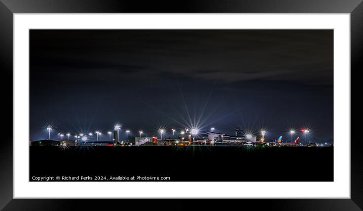 Bright Lights of Leeds Bradford Airport Framed Mounted Print by Richard Perks