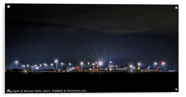 Bright Lights of Leeds Bradford Airport Acrylic by Richard Perks