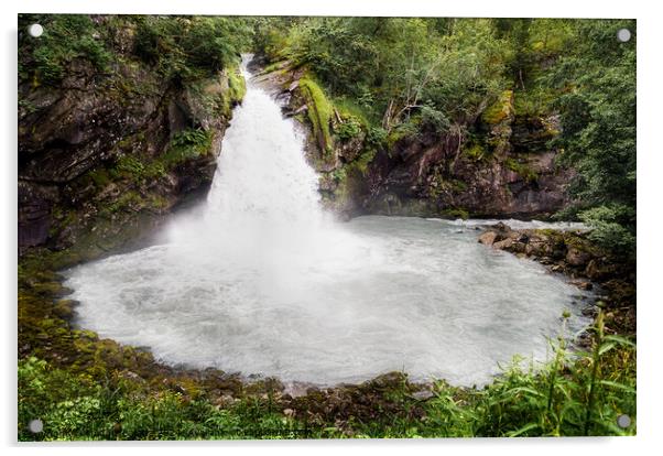 Beautiful Bridal Water Falls in Norway. Acrylic by Maggie Bajada
