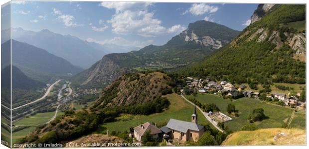 Montvernier and Mountains, Savoie, France Canvas Print by Imladris 