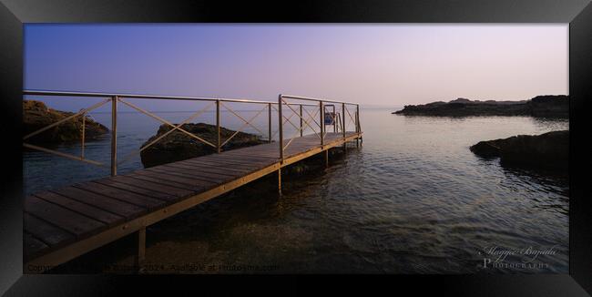 Blue Hour with Platform and coastline of Gozo, Mal Framed Print by Maggie Bajada