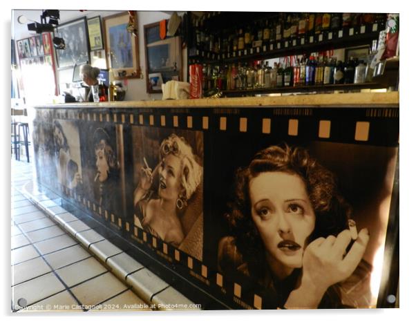 Classic Film Star And Cool Jazz Bar Acrylic by Marie Castagnoli