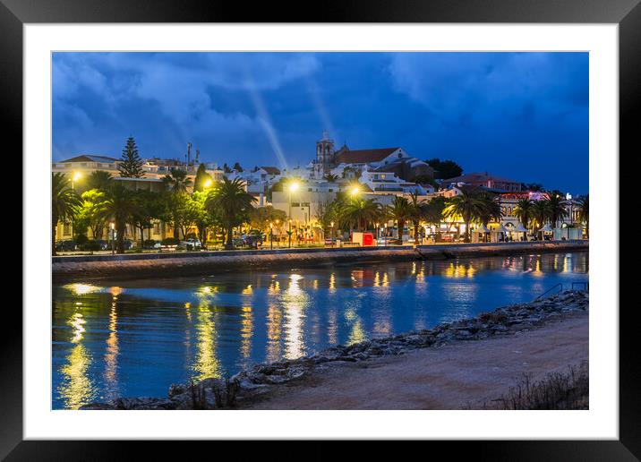 Lagos Town at Night in Algarve, Portugal Framed Mounted Print by Artur Bogacki