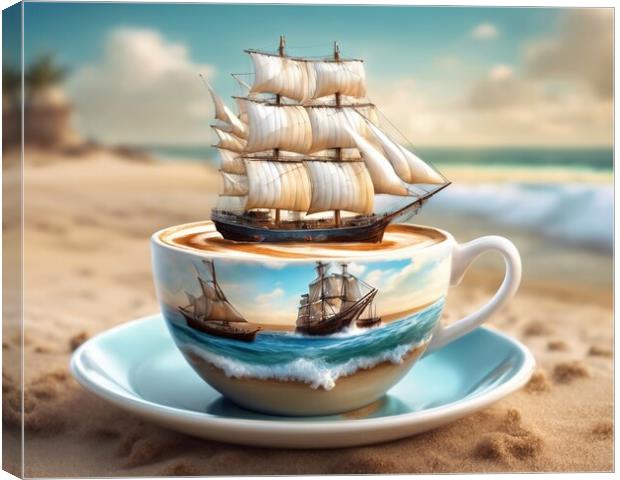 Just One More Cup Of Cappuccino Before We Sail. Canvas Print by Anne Macdonald