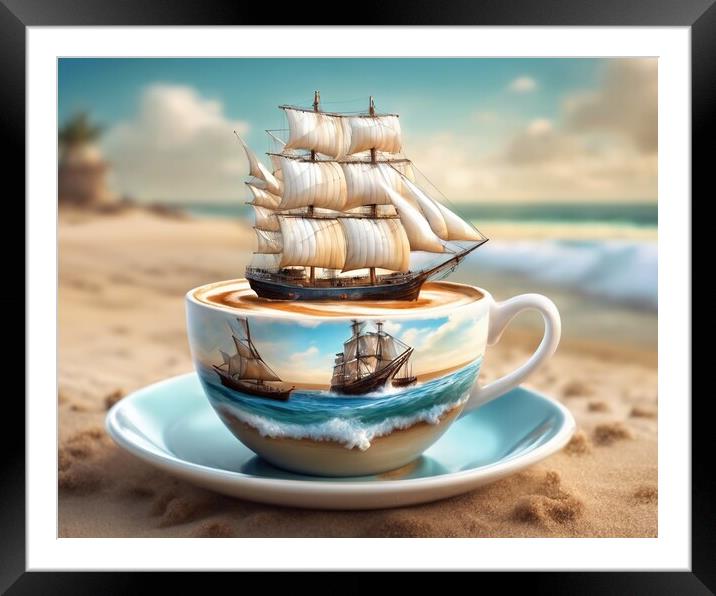 Just One More Cup Of Cappuccino Before We Sail. Framed Mounted Print by Anne Macdonald