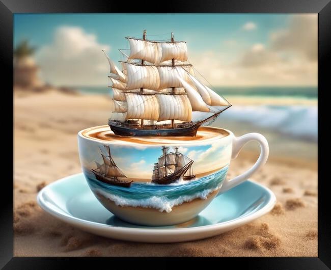 Just One More Cup Of Cappuccino Before We Sail. Framed Print by Anne Macdonald
