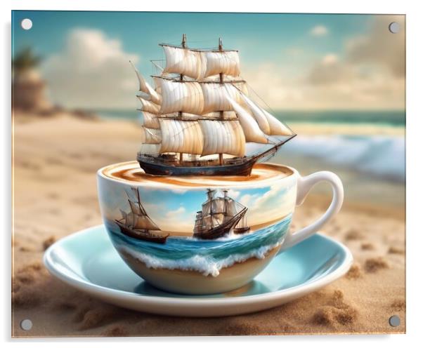 Just One More Cup Of Cappuccino Before We Sail. Acrylic by Anne Macdonald