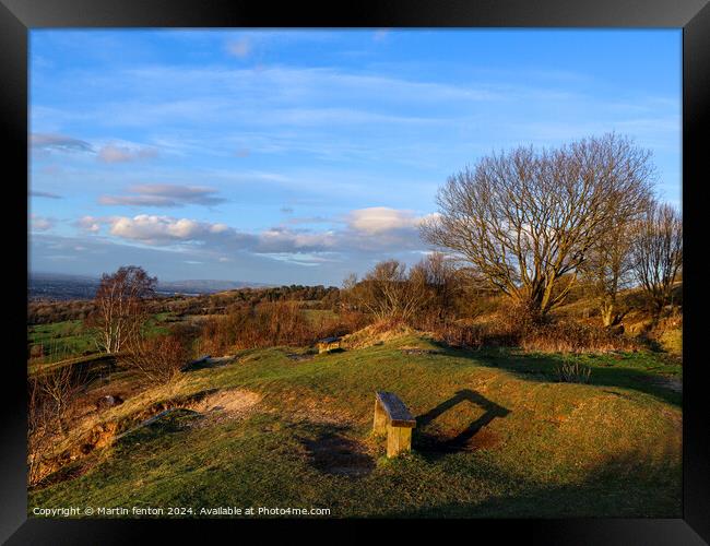 The bench shadow Framed Print by Martin fenton