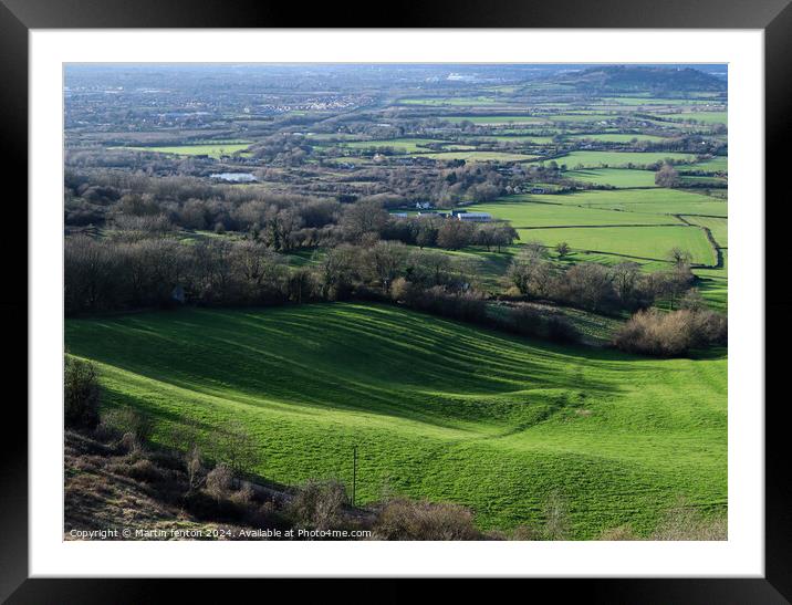Shadows over Crickley Hill Framed Mounted Print by Martin fenton