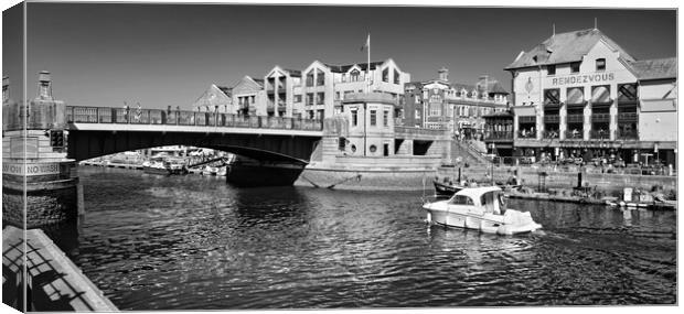 Weymouth Harbour Bridge Panorama  Canvas Print by Darren Galpin