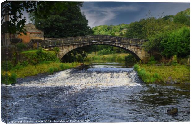 Brearley Bridge and the River Calder Canvas Print by Colin Green