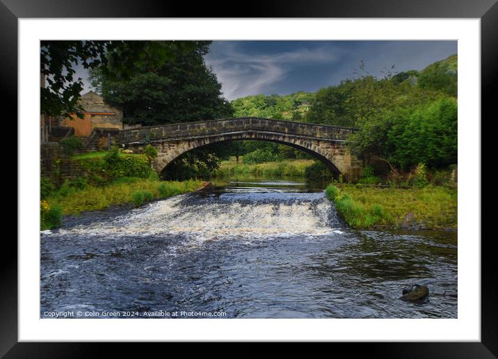 Brearley Bridge and the River Calder Framed Mounted Print by Colin Green