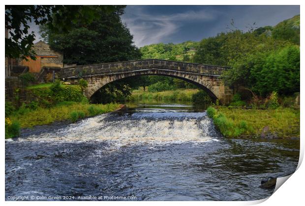 Brearley Bridge and the River Calder Print by Colin Green