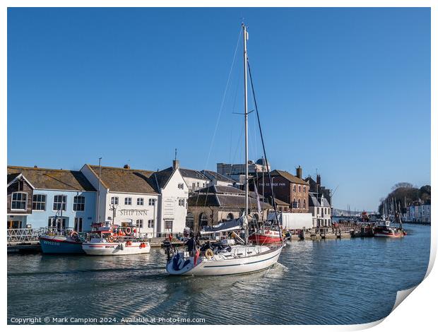 Weymouth Harbour Yacht  Print by Mark Campion