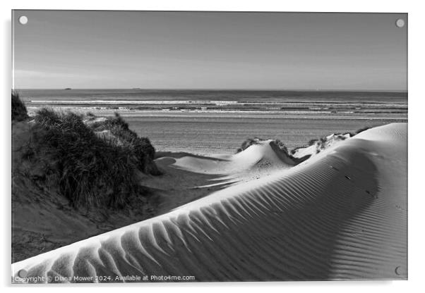 Camber Sands Dunes Monochrome Acrylic by Diana Mower