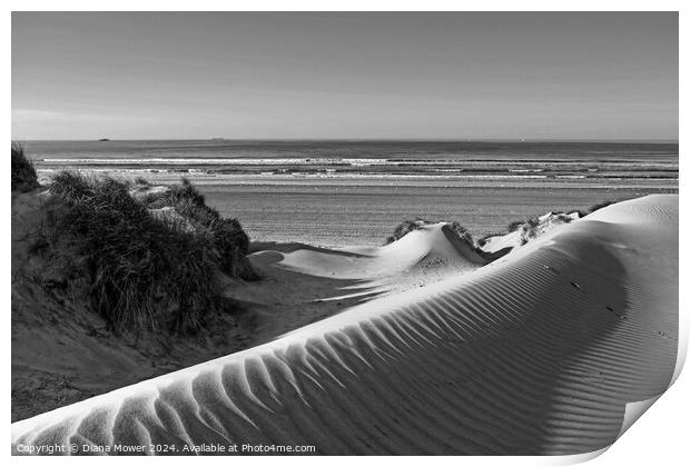 Camber Sands Dunes Monochrome Print by Diana Mower