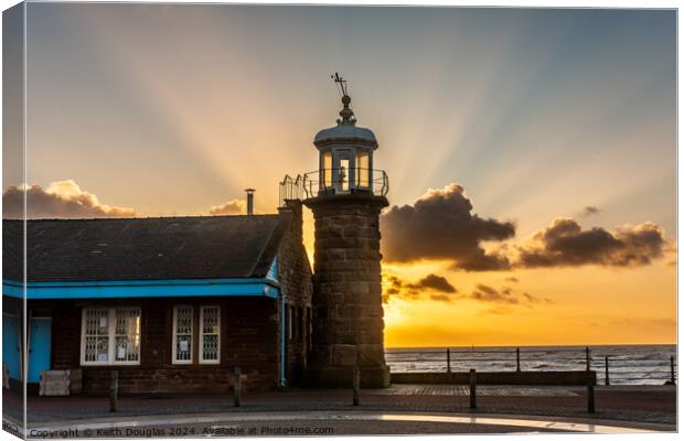 Morecambe Lighthouse at Sunset Canvas Print by Keith Douglas