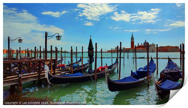 Gondola's on the Grande canal Venice  Print by Les Schofield