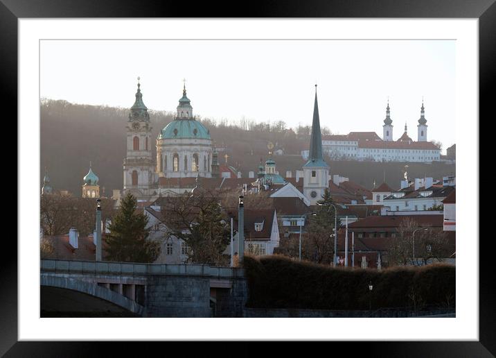 Church towers and historic buildings in the evening sun in Prague Framed Mounted Print by Lensw0rld 
