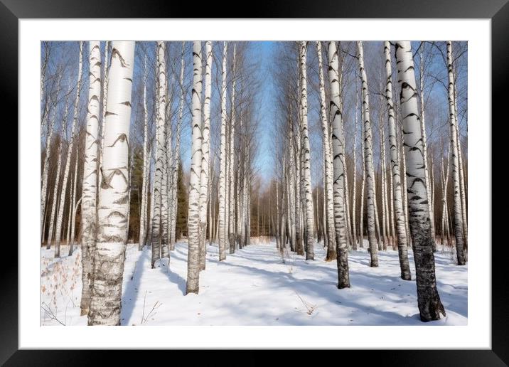 A beautiful birch forest with many white tree trunks. Framed Mounted Print by Michael Piepgras