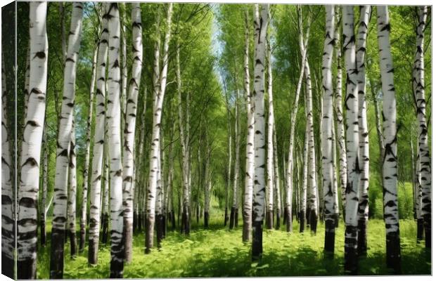 A beautiful birch forest with many white tree trunks. Canvas Print by Michael Piepgras