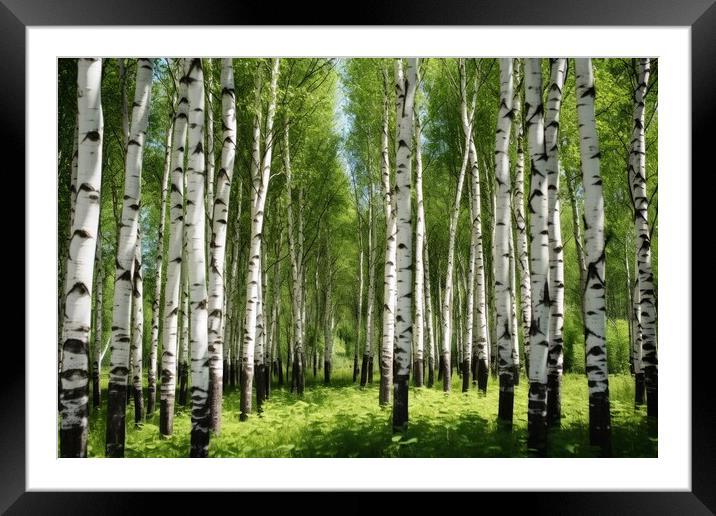 A beautiful birch forest with many white tree trunks. Framed Mounted Print by Michael Piepgras