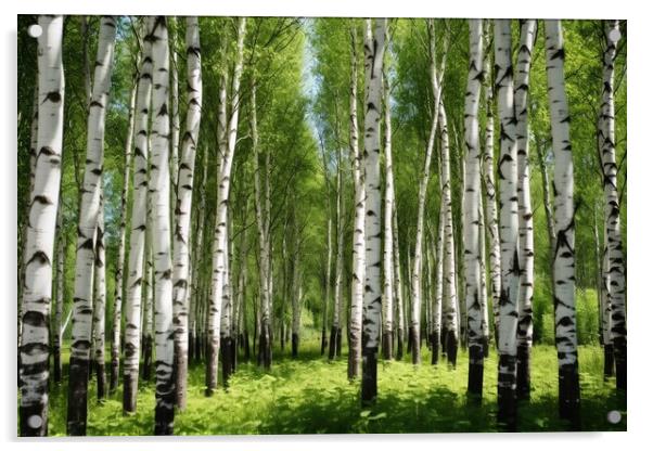 A beautiful birch forest with many white tree trunks. Acrylic by Michael Piepgras