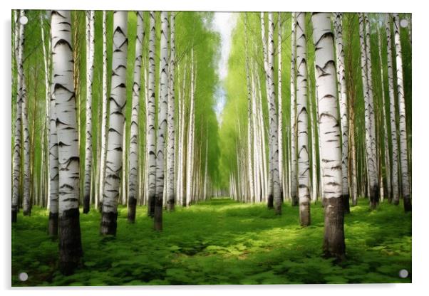 A beautiful birch forest with many white tree trunks. Acrylic by Michael Piepgras