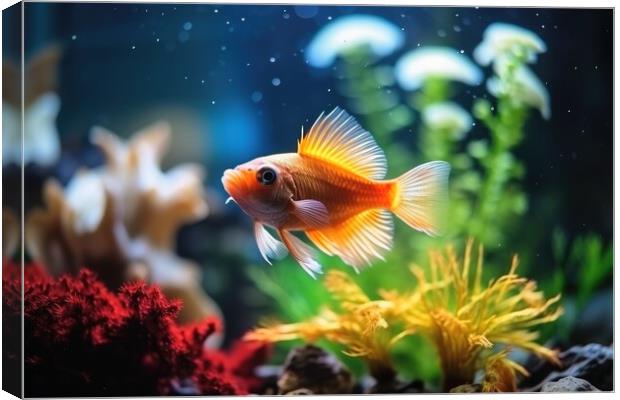 A beautiful fish and aquarium background. Canvas Print by Michael Piepgras