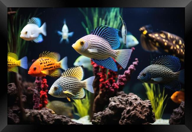 A beautiful fish and aquarium background. Framed Print by Michael Piepgras