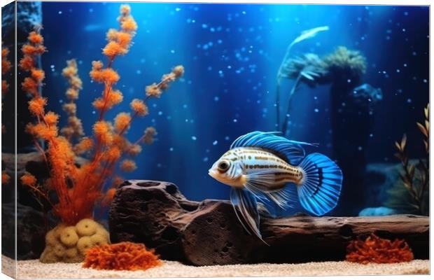 A beautiful fish and aquarium background. Canvas Print by Michael Piepgras