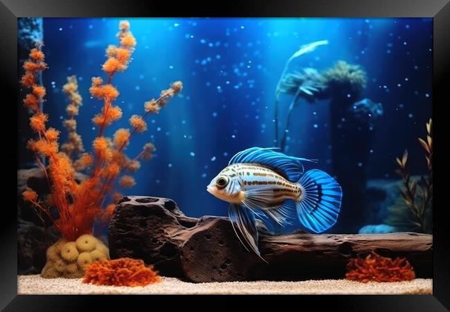 A beautiful fish and aquarium background. Framed Print by Michael Piepgras