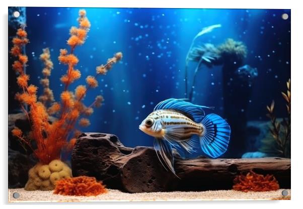 A beautiful fish and aquarium background. Acrylic by Michael Piepgras
