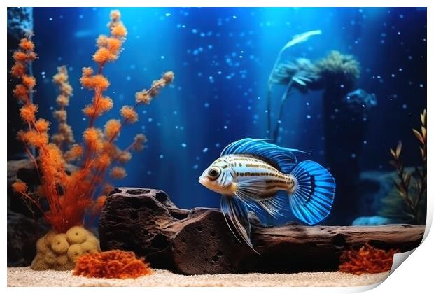 A beautiful fish and aquarium background. Print by Michael Piepgras