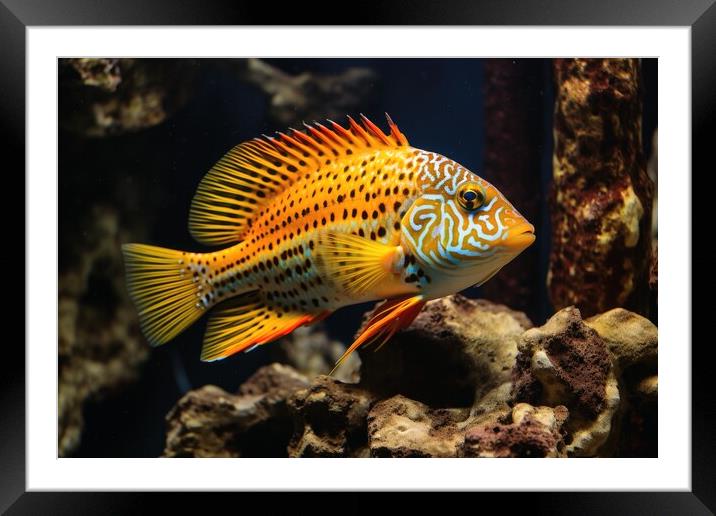 A beautiful fish and aquarium background. Framed Mounted Print by Michael Piepgras